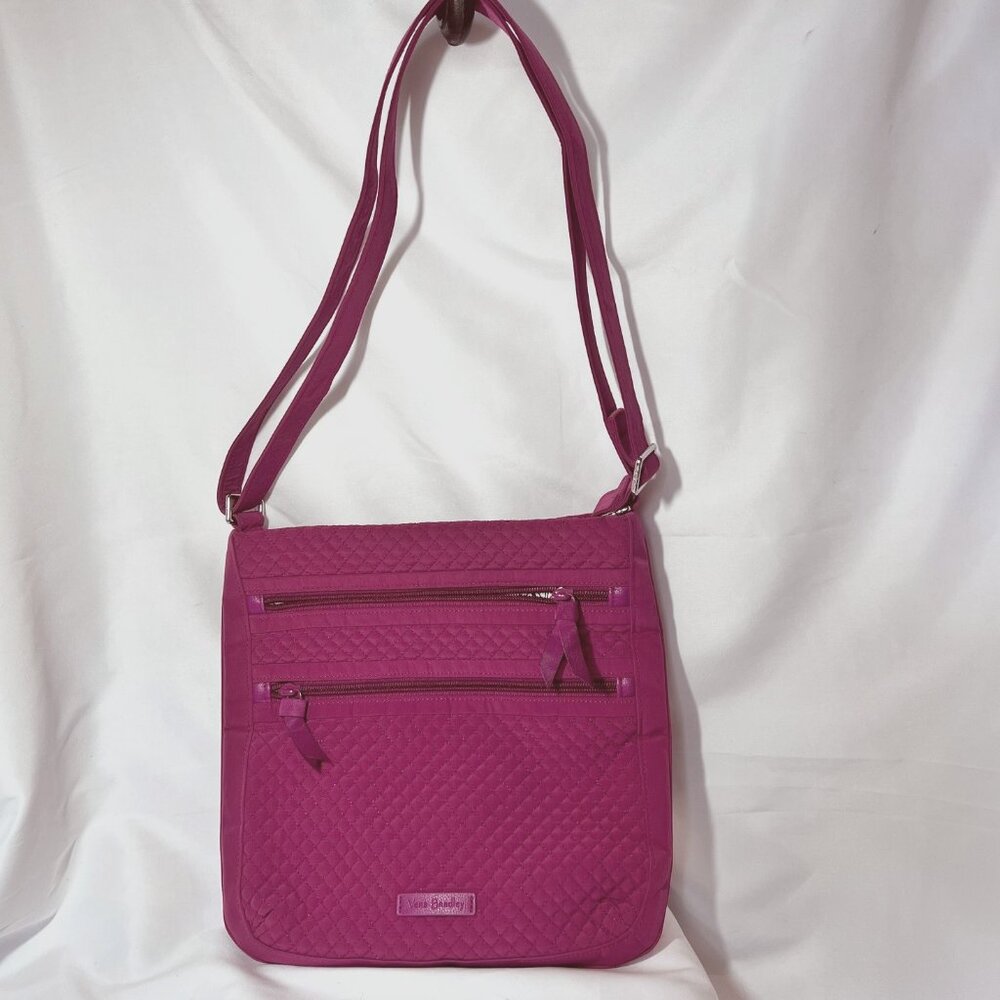 Vera Bradley Fuchsia Quilted Crossbody Adjustable Strap Purse-VBJ20-Casual-Soft